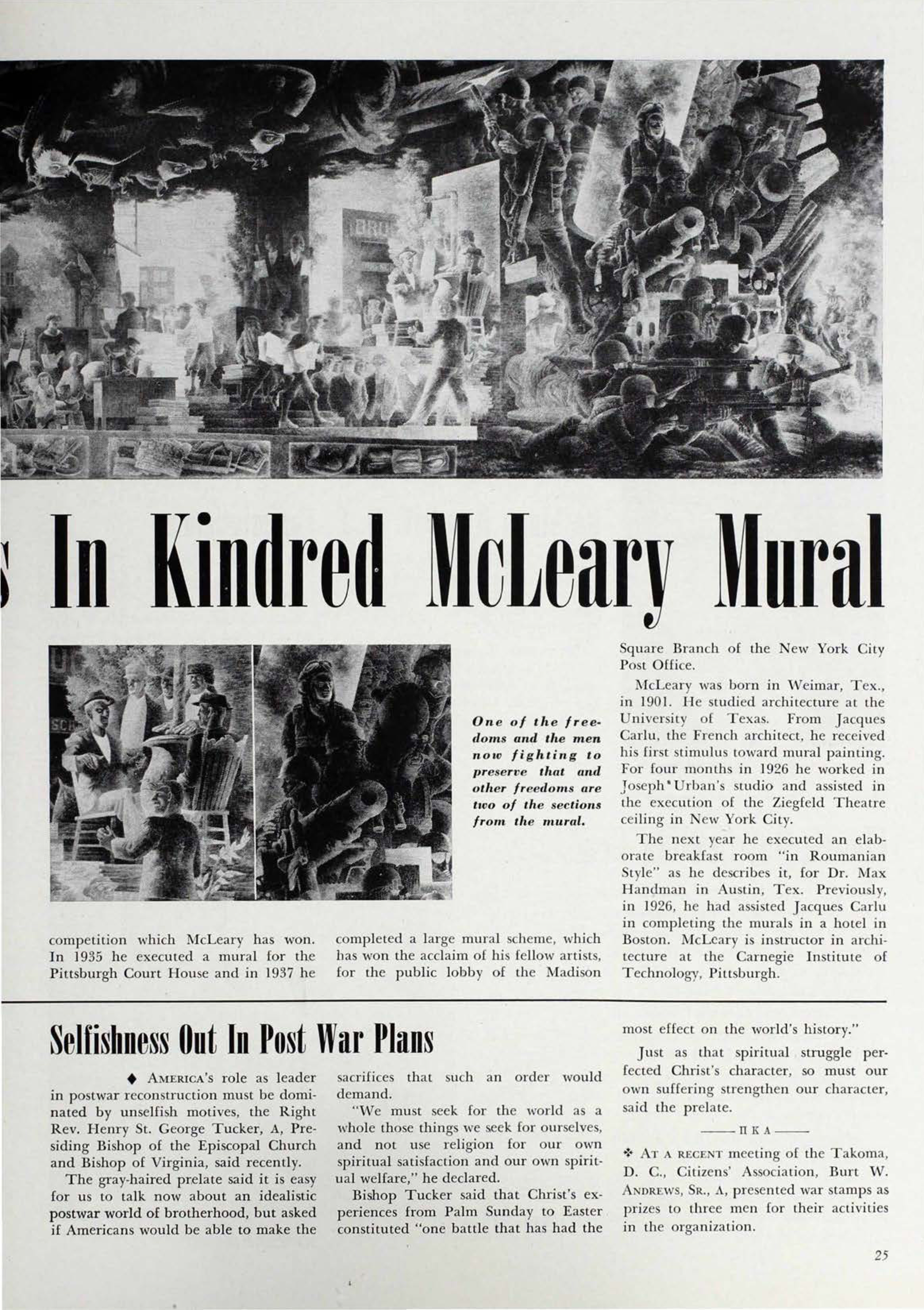 Selfishness Out in Post War Plans